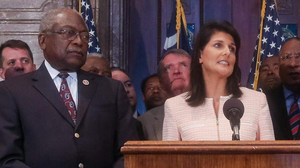 Former South Carolina Gov. Nikki Haley was critical of House Majority Whip and fellow S.C. native James Clyburn, left.