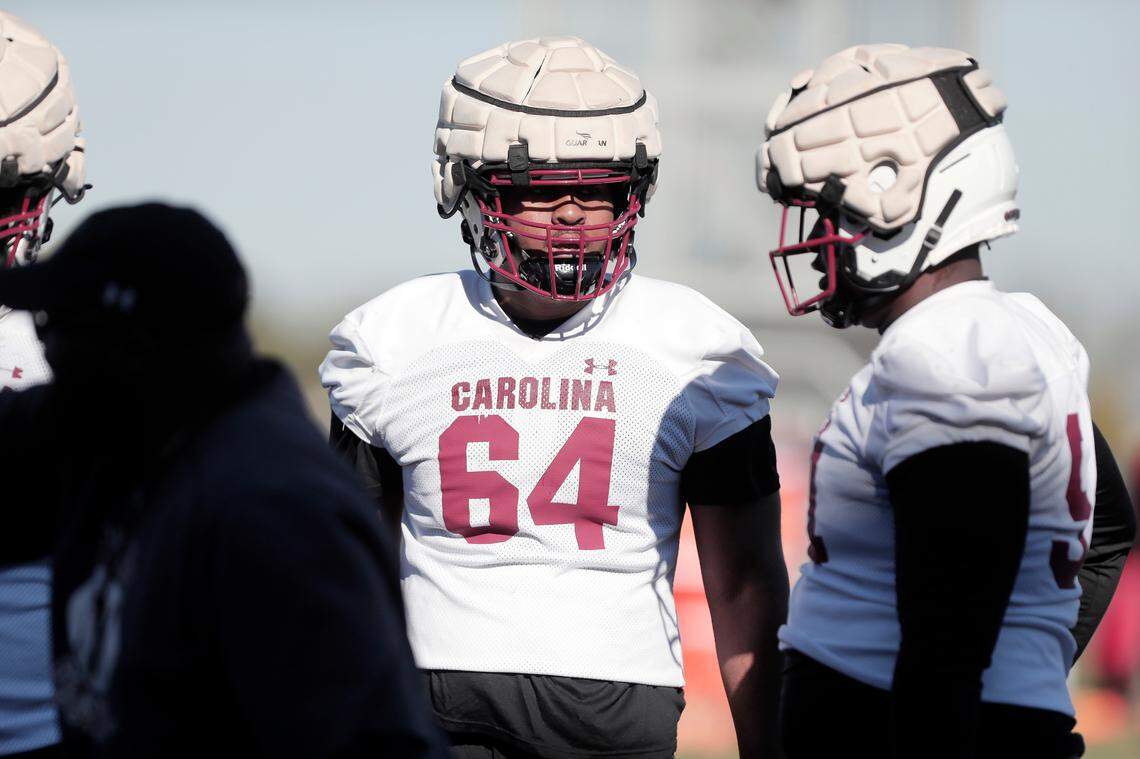 South Carolina’s Xzavier McLeod during 2023 spring practice.