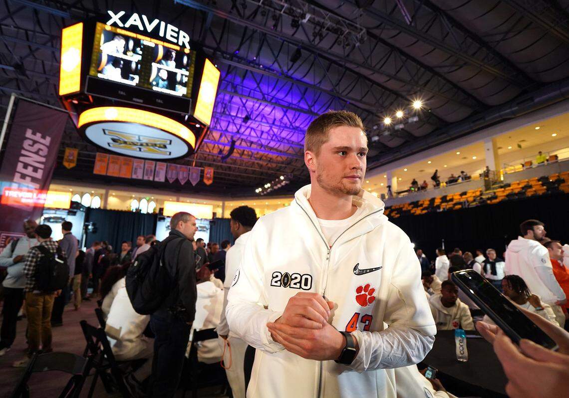 Clemson Tigers linebacker Chad Smith listens to a reporter’s question during the team’s media day event at the XULA Convocation Center in New Orleans, LA on Saturday, January 11, 2020. Clemson will face LSU in the 2020 College Football National Championship game at the Mercedes-Benz Superdome in New Orleans, LA on Monday, January 13, 2020.