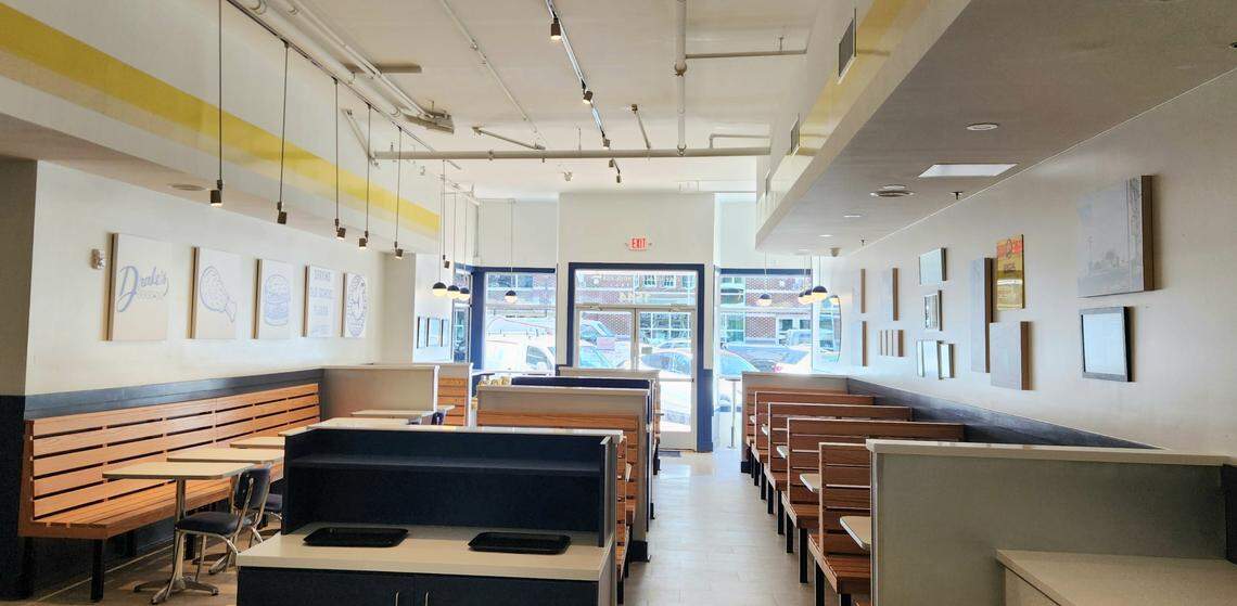 The dining room at Drake’s Duck-In has been remodeled as the restaurant preps for its relaunch.