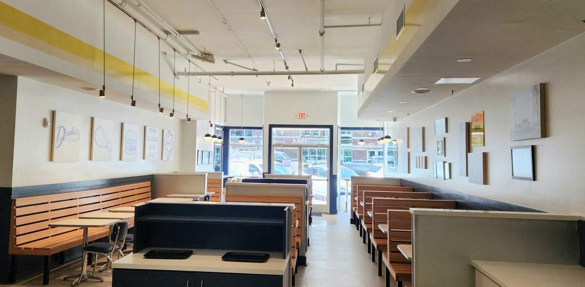 The dining room at Drake’s Duck-In has been remodeled as the restaurant preps for its relaunch.