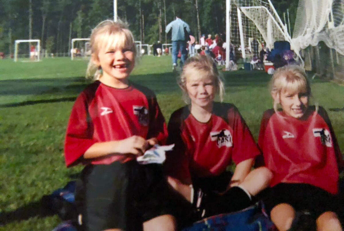 The Griffiths sisters at a younger age (from left) Claire, Lauren and Paige