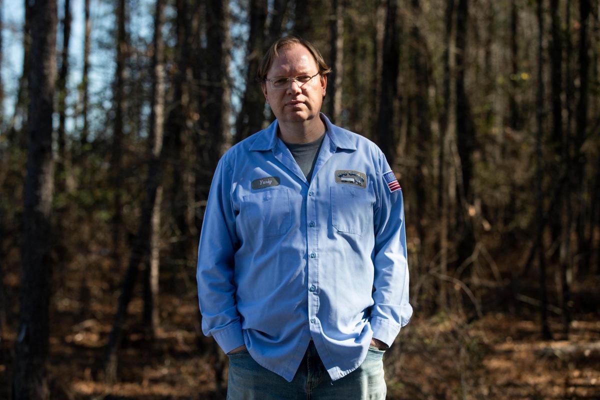 Yuriy Petrenko poses for a portrait at R&J Trucking in Gaston, South Carolina on Wednesday, March 2, 2022. Petrenko was raised in Ukraine, and his father lives near one Russia’s targets, the nuclear power plant near Nikopol’.