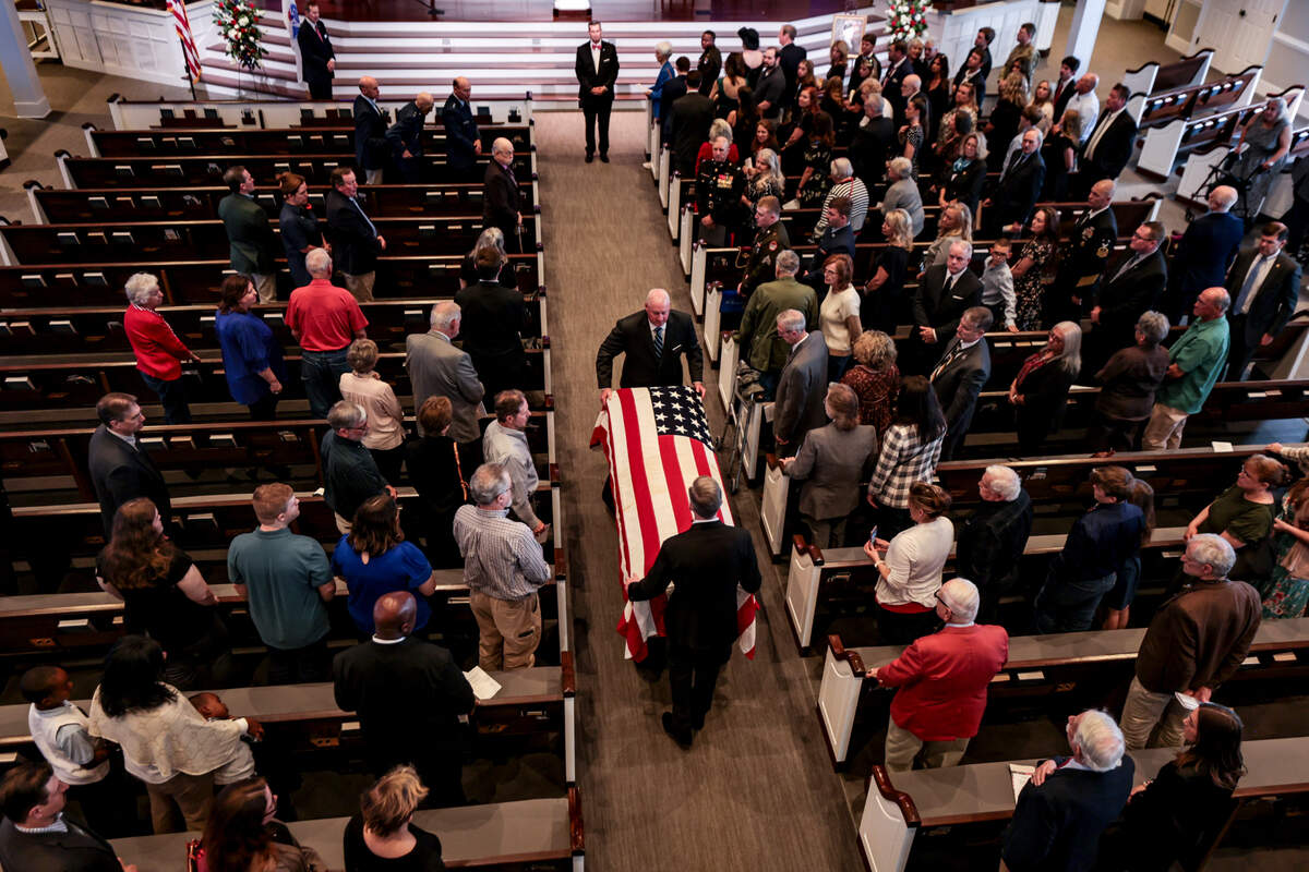 Memorial service at Northeast Presbyterian Church in Columbia, for WWII veteran Arthur William Crossland, Jr.