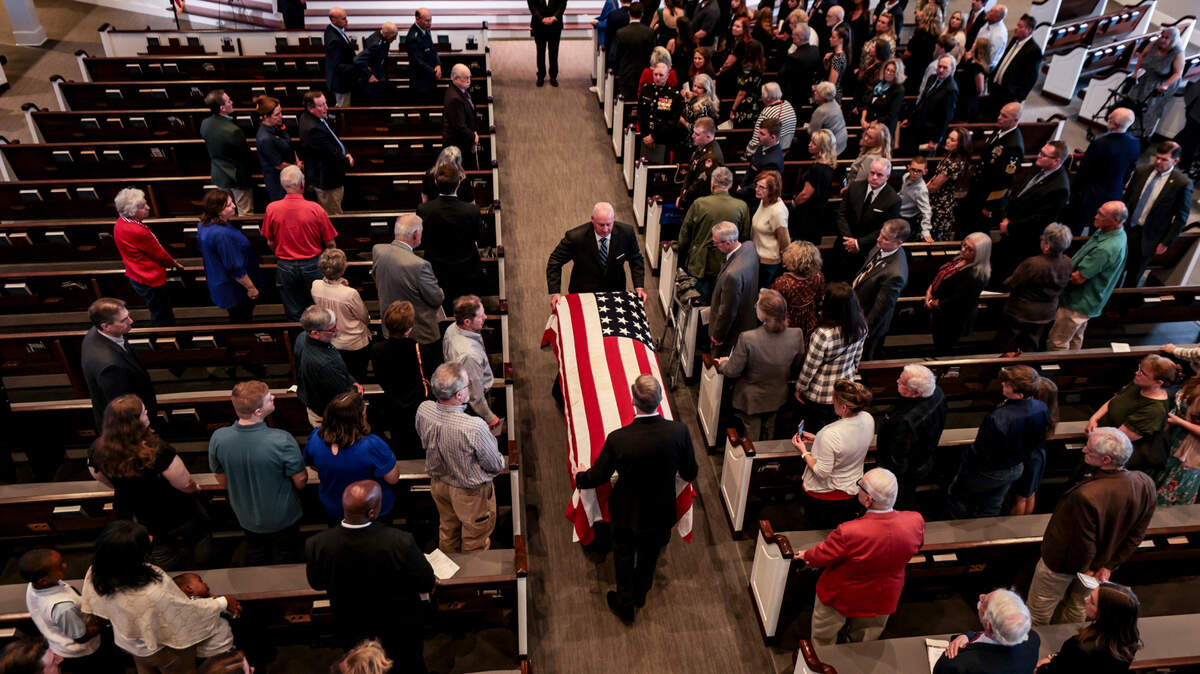 Memorial service at Northeast Presbyterian Church in Columbia, for WWII veteran Arthur William Crossland, Jr.
