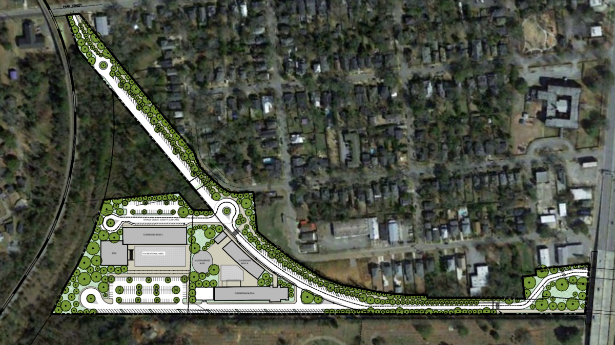 Columbia’s Clear Dot Charter School wants to build a second campus at 639 Elmwood Ave. This map shows the site plan for the would-be 17-acre campus.