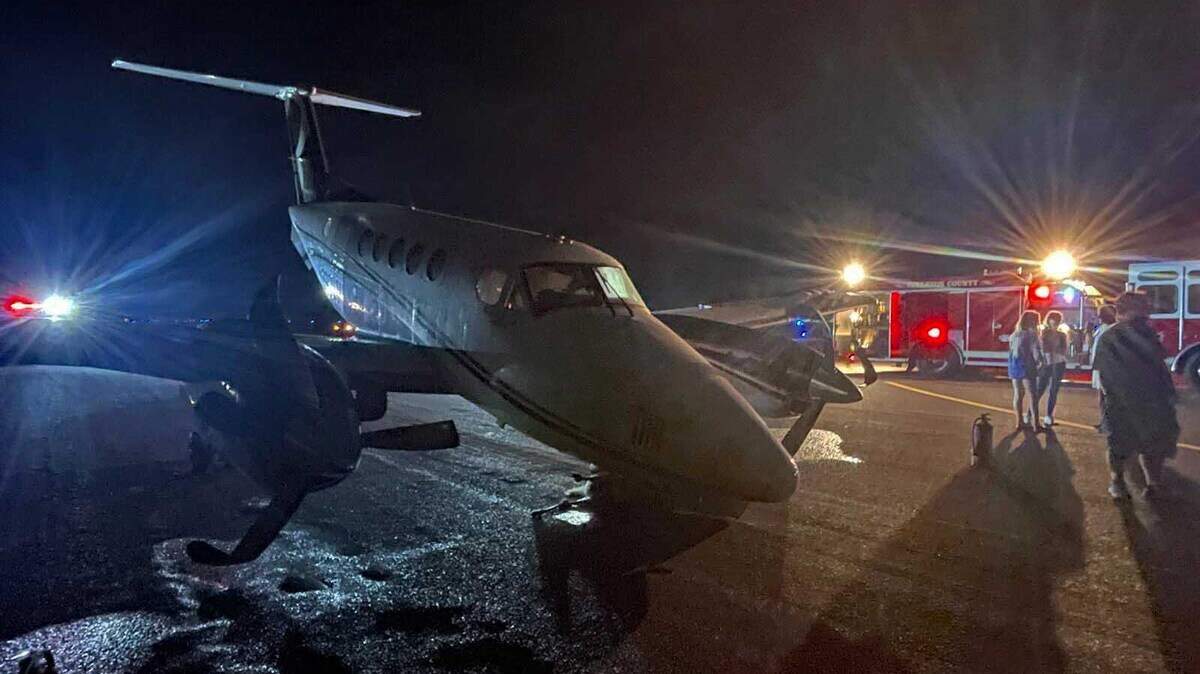The Beechcraft Super King Air 200 was coming in to land around 2:40 a.m. on Wednesday, Aug. 30, 2023, when the plane struck a deer.