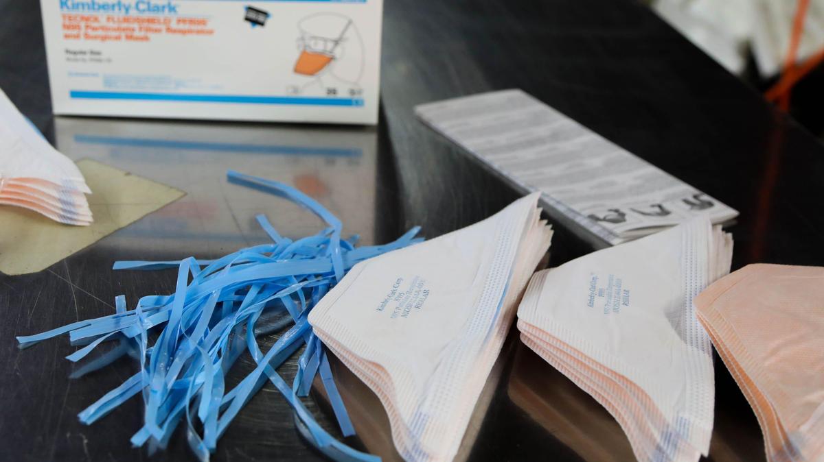 Employees at Best Mattress are spending their time making face shields and repairing N-95 face masks. The items are being donated to area hospitals and first responders. 4/20/20