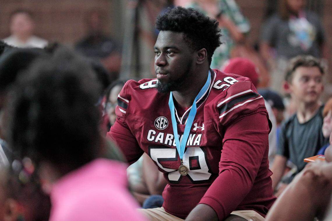 Markee Anderson and the University of South Carolina football team freshmen took part in the annual Pigskin Poets reading event Friday, July 21, 2023 at the Drew Wellness Center in Columbia.