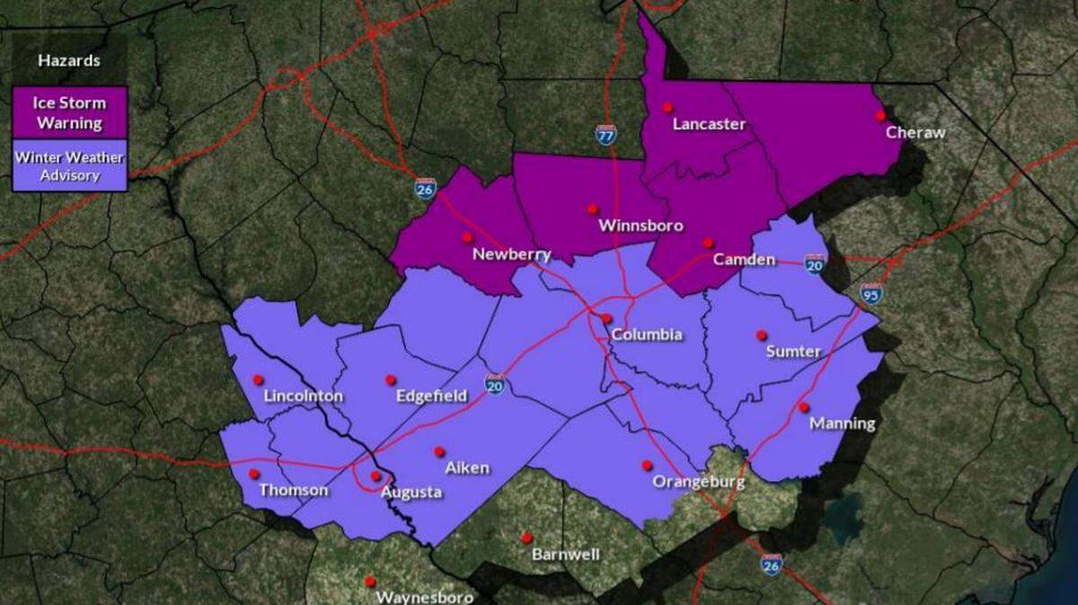 A winter storm is affecting South Carolina, according to the National Weather Service.