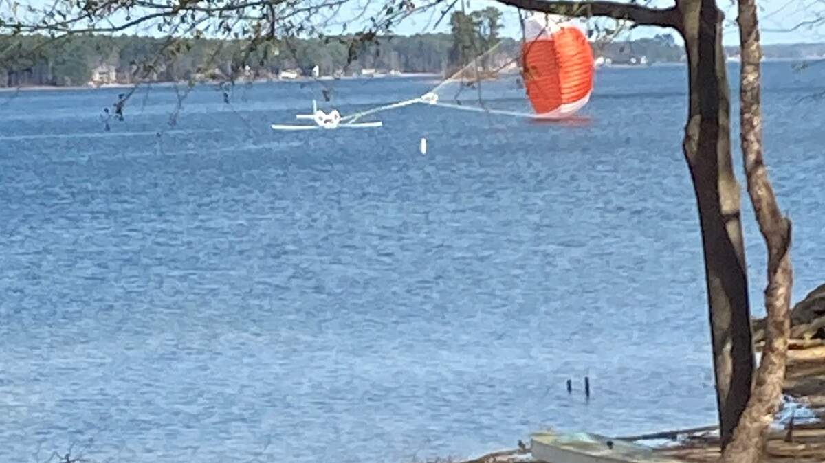 A small plane deployed a parachute as it crashed into Lake Murray in the western part of Lexington County on Thursday, Jan. 13, 2022.
