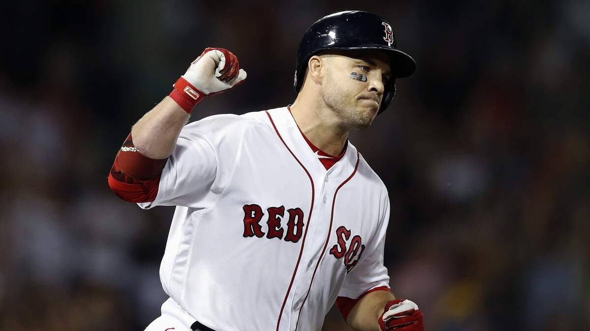 Boston Red Sox’s Steve Pearce rounds first base on his three-run home run during the fourth inning of a baseball game against the New York Yankees in Boston, Thursday, Aug. 2, 2018.