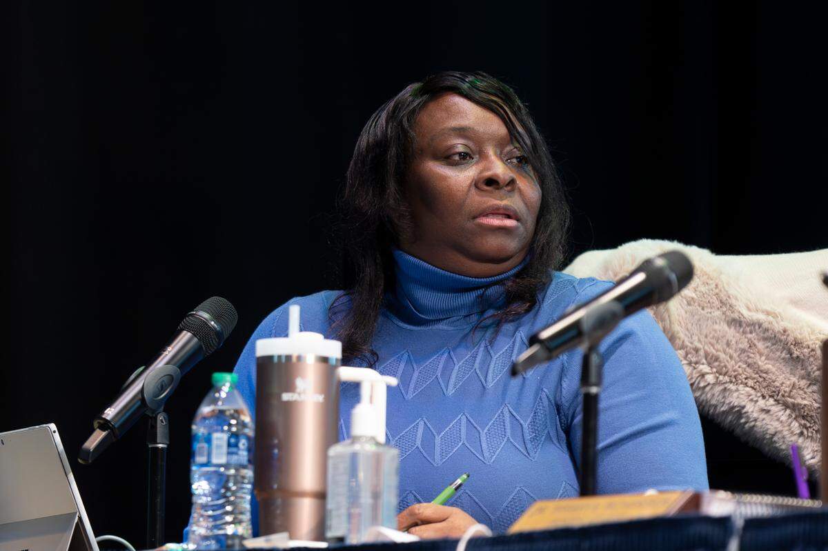 Cheryl Harris, Richland District One board member, discusses the Vince Ford Early Learning Center during a meeting of the Richland District One school board on Tuesday, Jan. 23, 2024