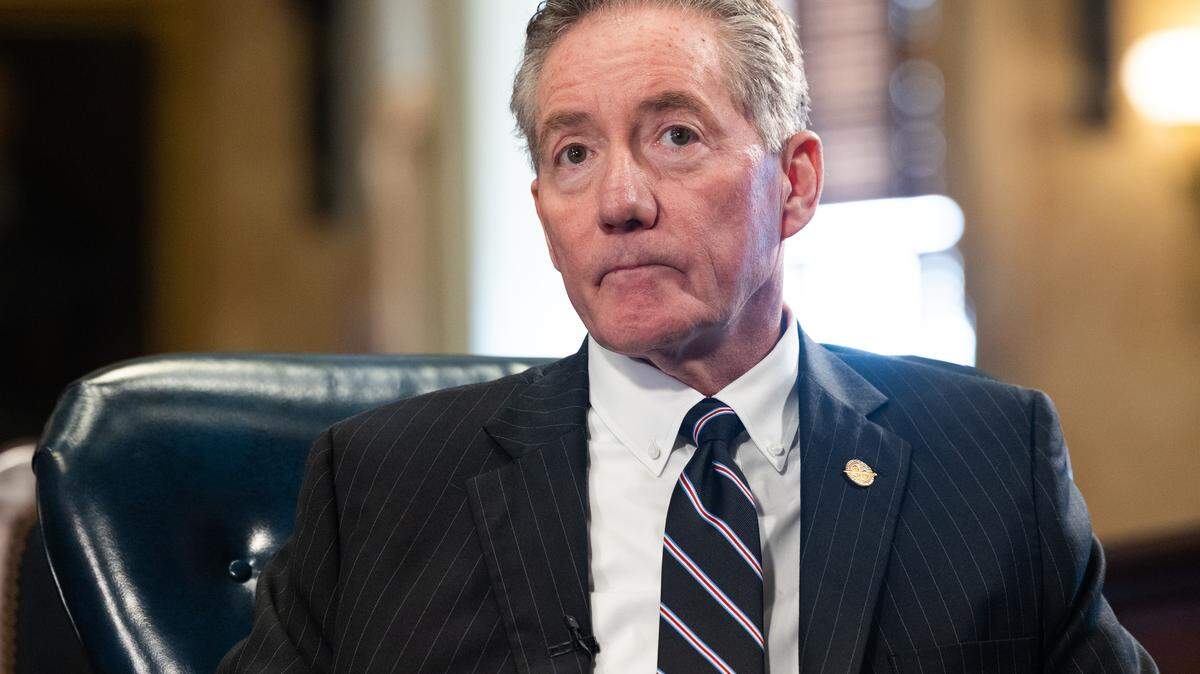 State Sen. Greg Hembree, R-Horry, joins the state senate GOP leadership to speak with media in the senate chambers on Wednesday, January 7, 2026.