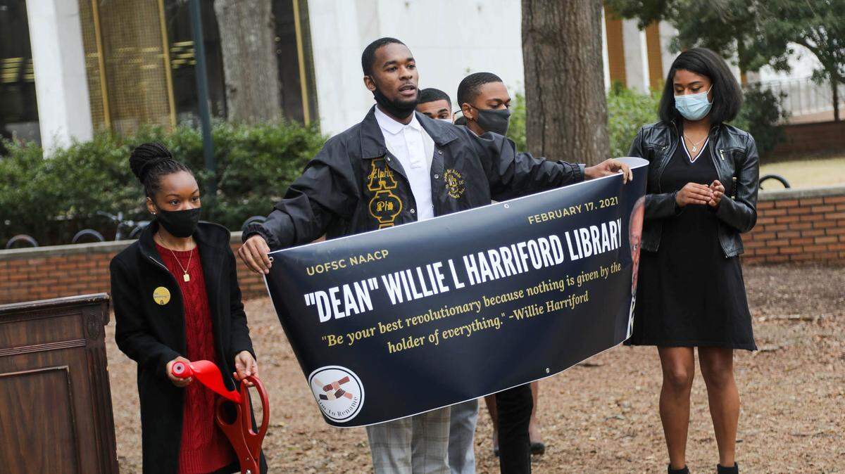 Students are pushing to change the names of several buildings on campus including The Thomas Cooper Library, the Strom Thurmond Health and Wellness Center, Sims Dormitory and the Wade Hampton Residence Hall. During the press conference they announced the change of the library’s name to the Dean Willie L. Harriford Library.