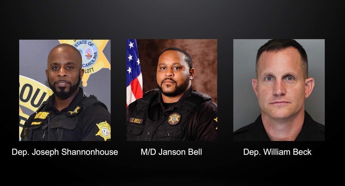 Deputies Joseph Shannonhouse, William Beck, and Master Deputy Janson Bell were shot at after responding to two fake domestic violence calls.