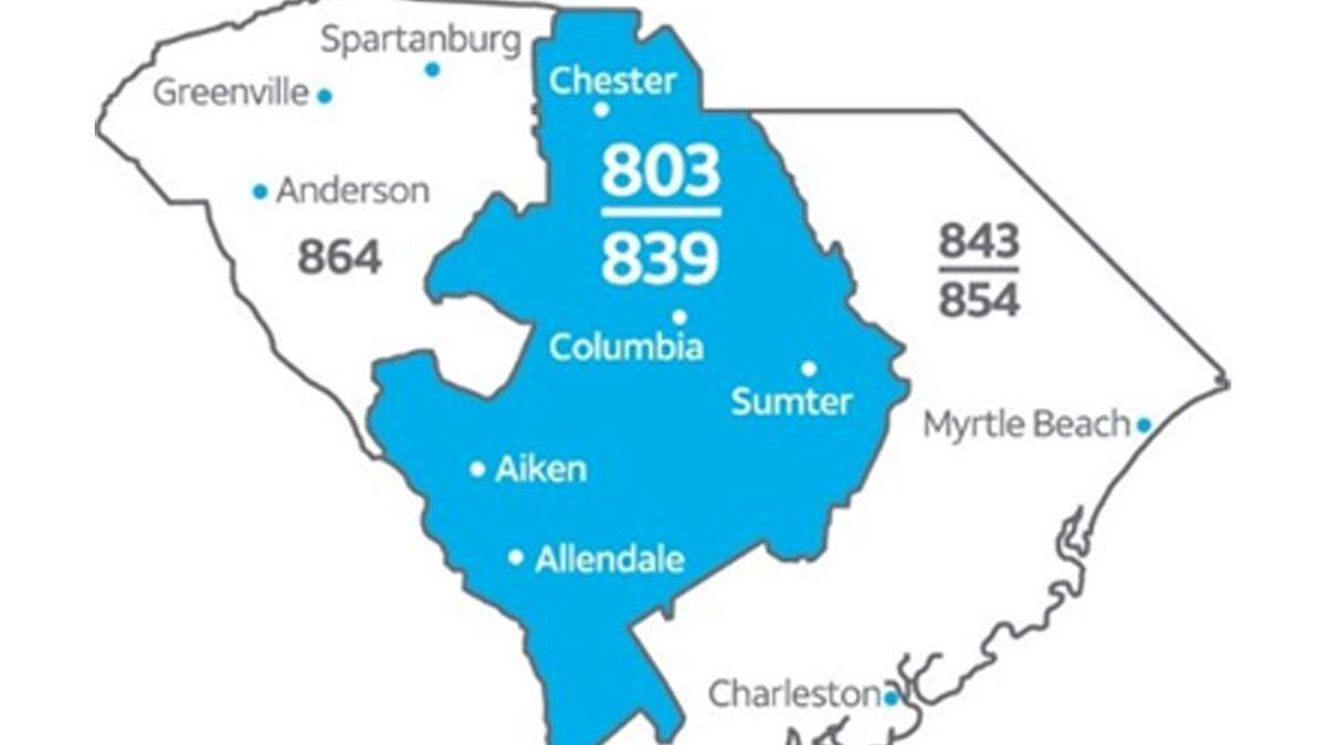 Starting in May 2020, South Carolina will add a fifth area code: 839.