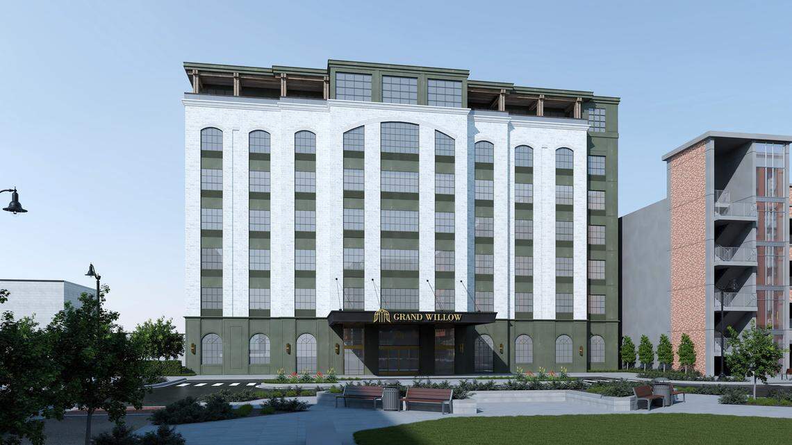 A rendering of the coming Grand Willow hotel in Columbia, SC’s BullStreet District.