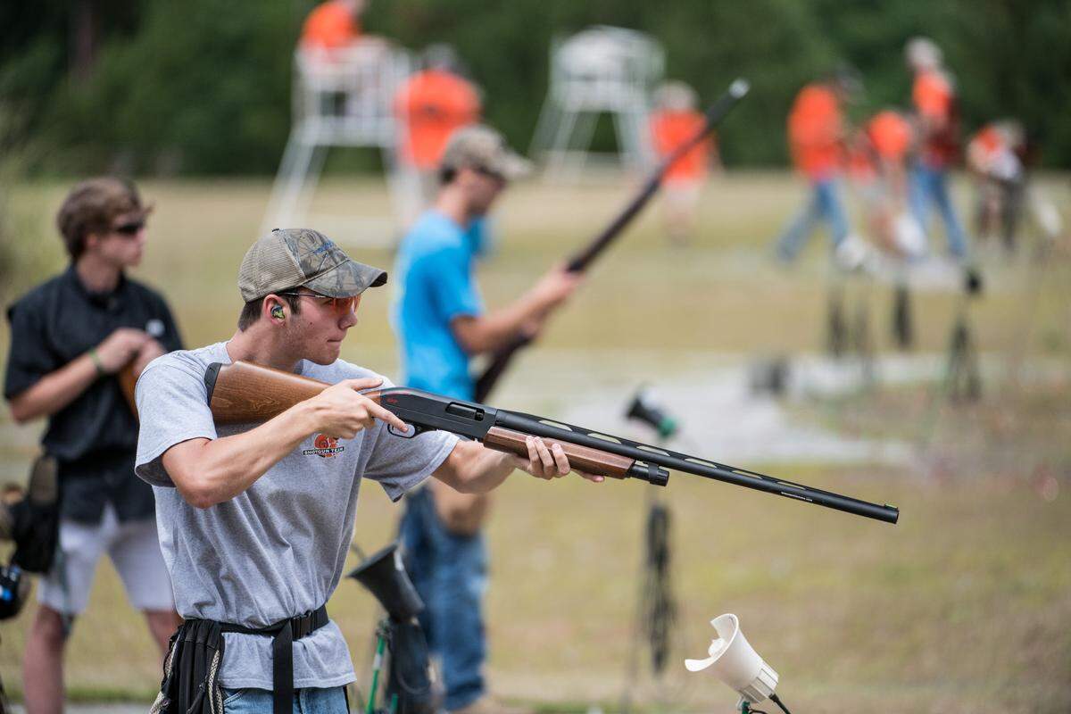 Orangeburg Prep shooter Cooper Gleaton competes at the Mid-Carolina Gun Club during the South Carolina State High School Clay Target League championships Saturday, June 8, 2019, in Orangeburg, S.C.