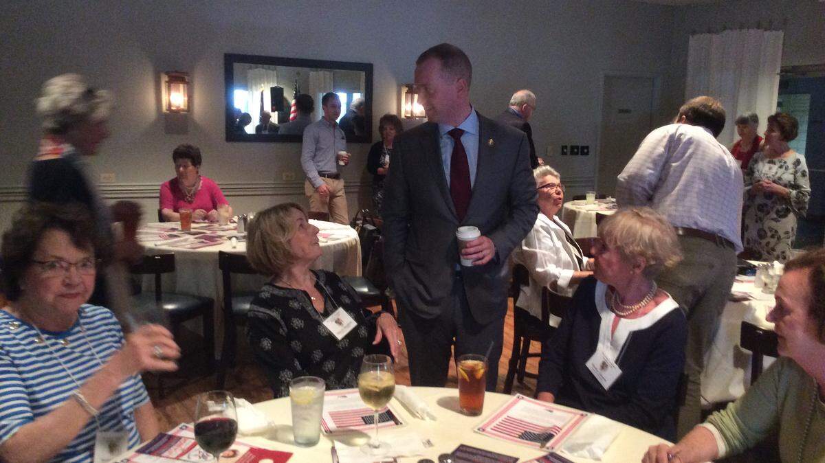 John Warren speaks to voters at a Lowcountry Republican club lunch meeting in Mount Pleasant on May 22, 2018.