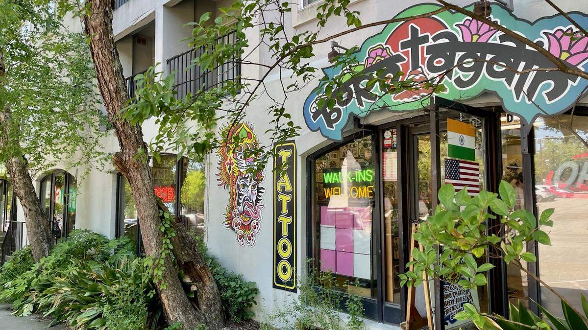 Born Again Tattoo, located at 2002 Greene St. in Five Points, protested another Five Points tattoo parlor, Southern Cypress, from opening a second location next door to Born Again.