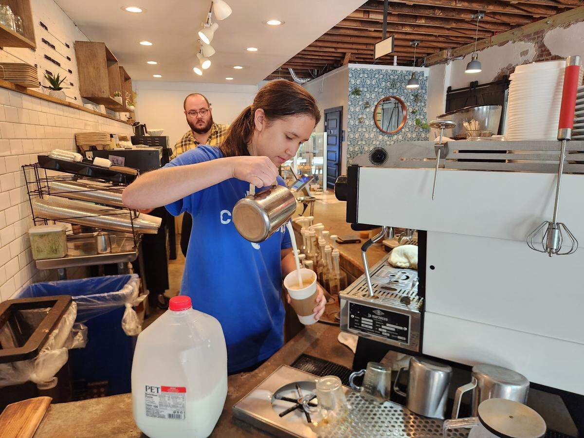 Piecewise Coffee Co.’s Zoe Ebo prepares a beverage on a recent morning at the shop in Cayce. Piecewise was the winner of The State’s recent 2023 Coffee Shop Poll.
