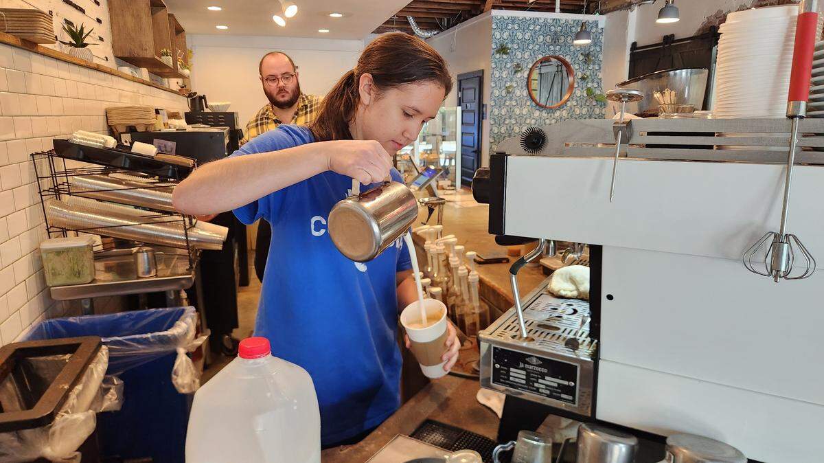 Piecewise Coffee Co.’s Zoe Ebo prepares a beverage on a recent morning at the shop in Cayce. Piecewise was the winner of The State’s recent 2023 Coffee Shop Poll.