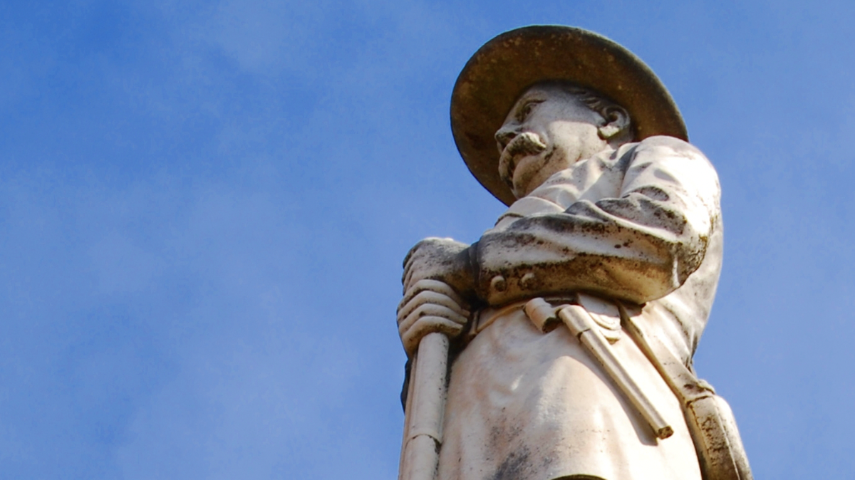 Greenville Police Chief James B. Ligon served as the model for the C. F. Kohlrus life-size statue made of bronze.