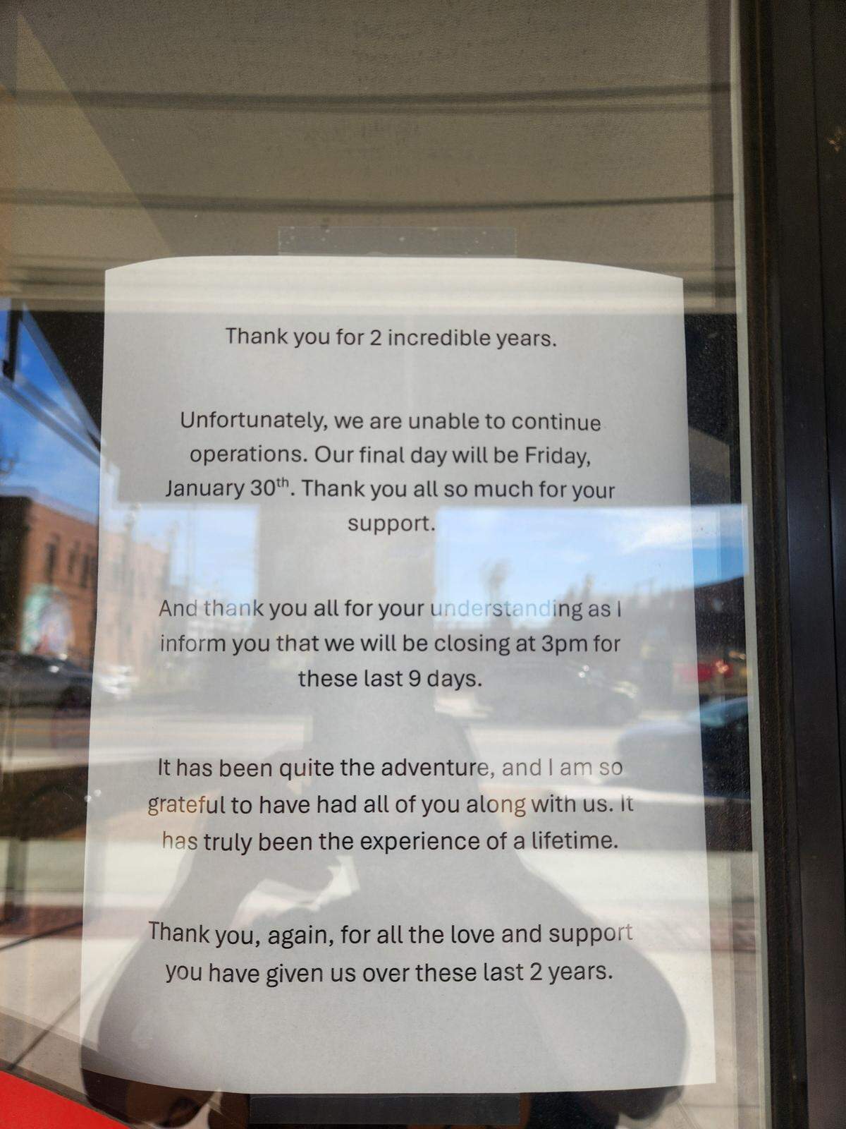 The Sub Station II at 928 Main St. closed on Jan. 30, per a note on its door.