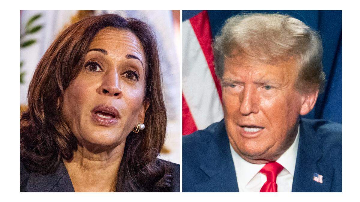 This composite of the major candidates in the 2024 presidential election shows Vice President Kamala Harris and former President Donald Trump.