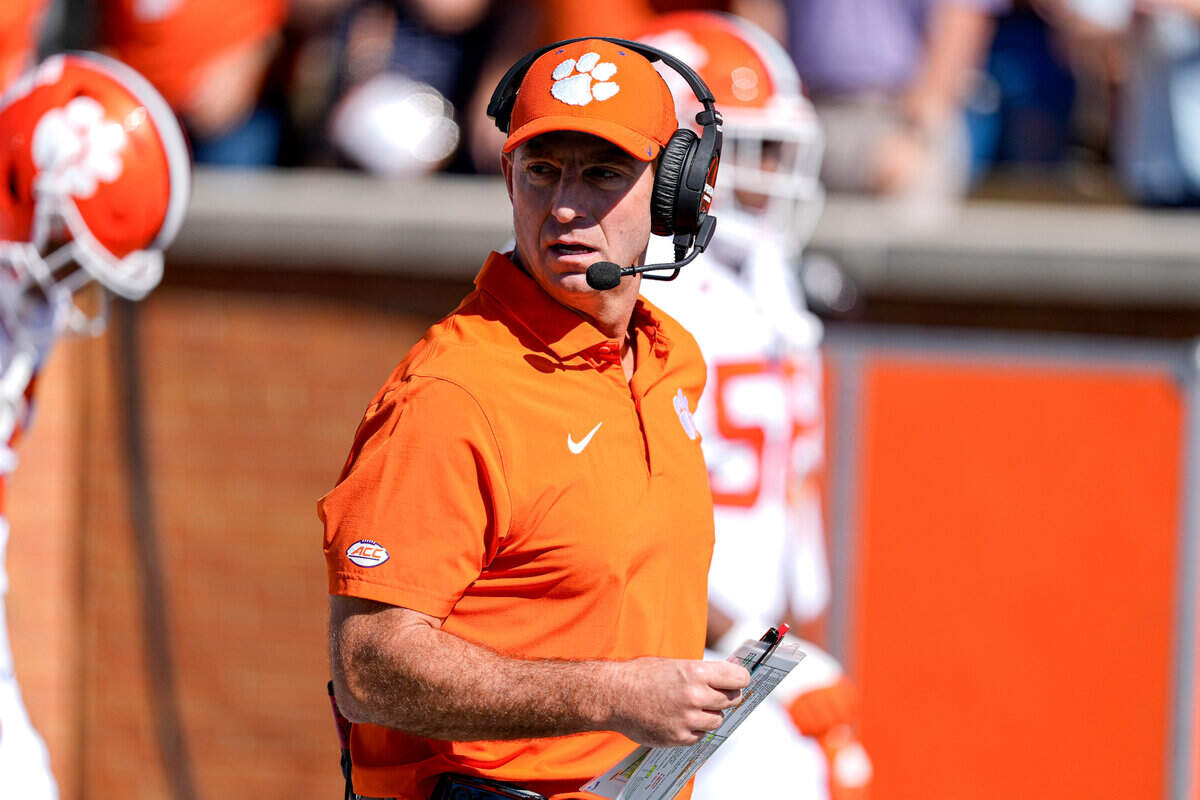 Oct 12, 2024; Winston-Salem, North Carolina, USA; Clemson Tigers head coach Dabo Swinney during the first half against the Wake Forest Demon Deacons at Allegacy Federal Credit Union Stadium.