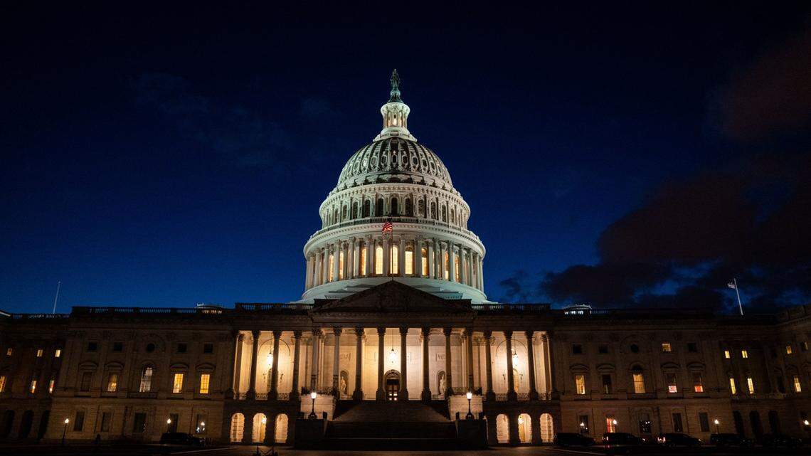 The U.S. Capitol, two months after supporters of former president Donald Trump stormed the building, is illuminated with the setting sun on March 4, 2021, in Washington, D.C. (Kent Nishimura/Los Angeles Times/TNS)