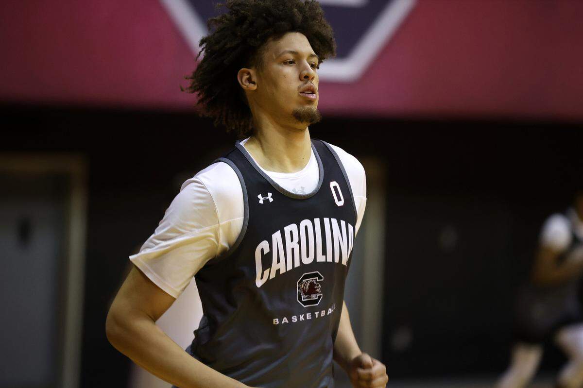 South Carolina’s Jordan Butler during a summer men’s basketball practice on Tuesday, July 30, 2024 inside Carolina Coliseum.