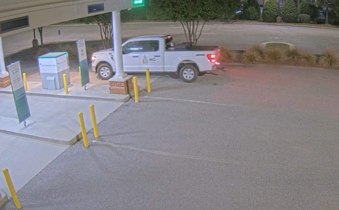 A white Ford F-150 pickup truck, believed to have been stolen out of Charlotte, was used in an attempted ATM theft in Blythewood on Friday, April 17, 2026, authorities said.