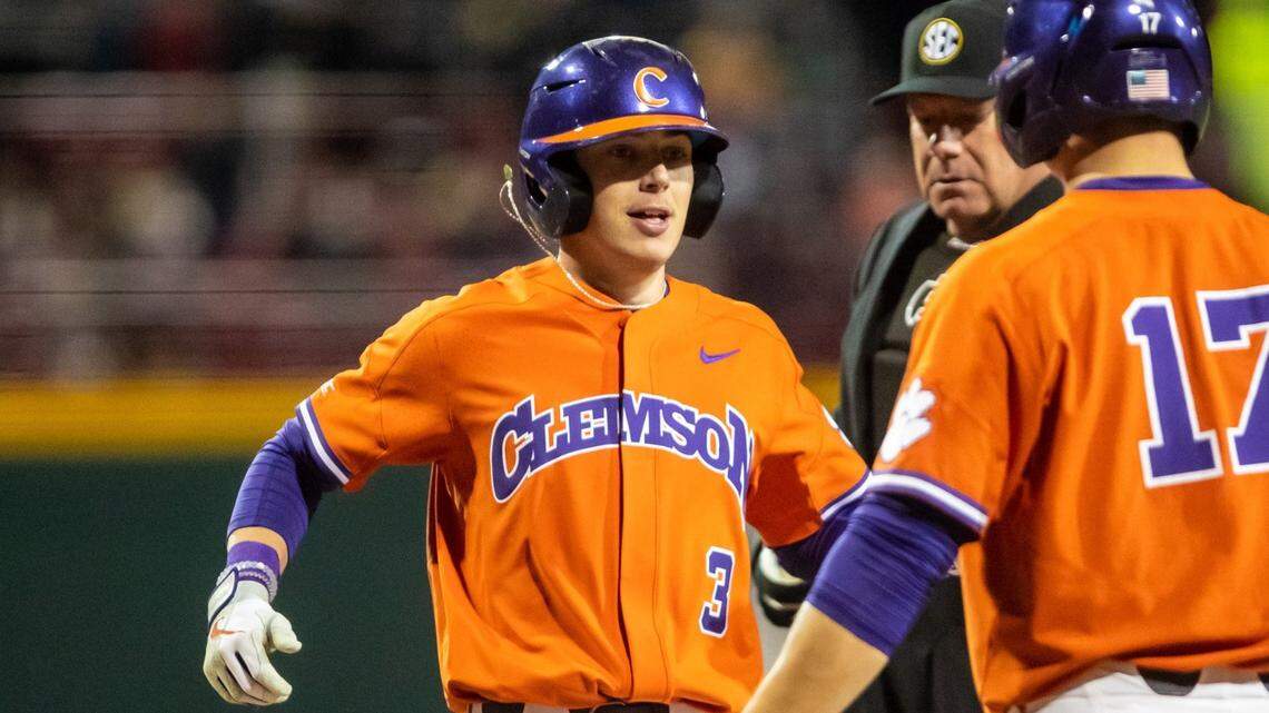 Dylan Brewer (3) had a two-run homer when Clemson played the Gamecocks in 2020.
