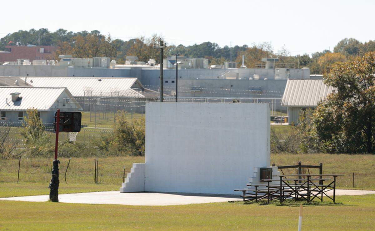A basketball goal stands in an open field for minimum security inmates at Goodman Correctional Institution in Columbia. It is one of the facilities where Demetris Summers was incarcerated.