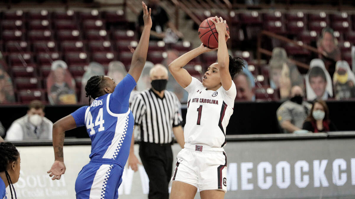 Zia Cooke and the South Carolina women’s basketball team played Kentucky at Colonial Life Arena in Columbia on Sunday, Feb. 21, 2021.