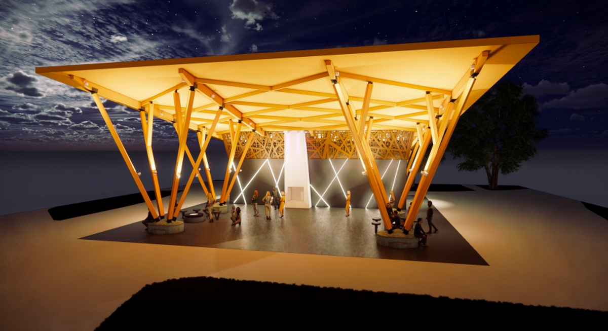 A rendering of new park shelters at Finlay Park, part of a $21.5 million renovation.