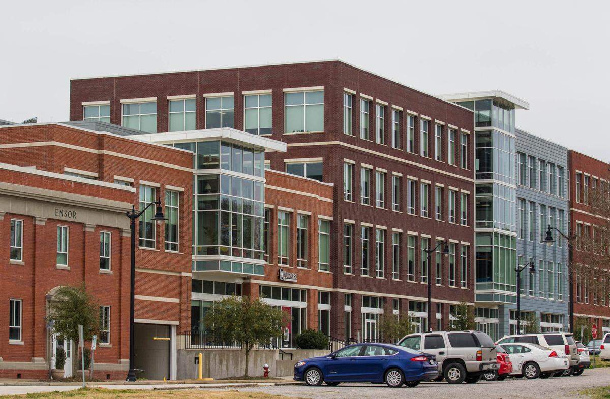Construction at the BullStreet Development started with the baseball stadium and The First Base Building in 2016. The First Base Building features 108,541 square-feet of office and retail space.