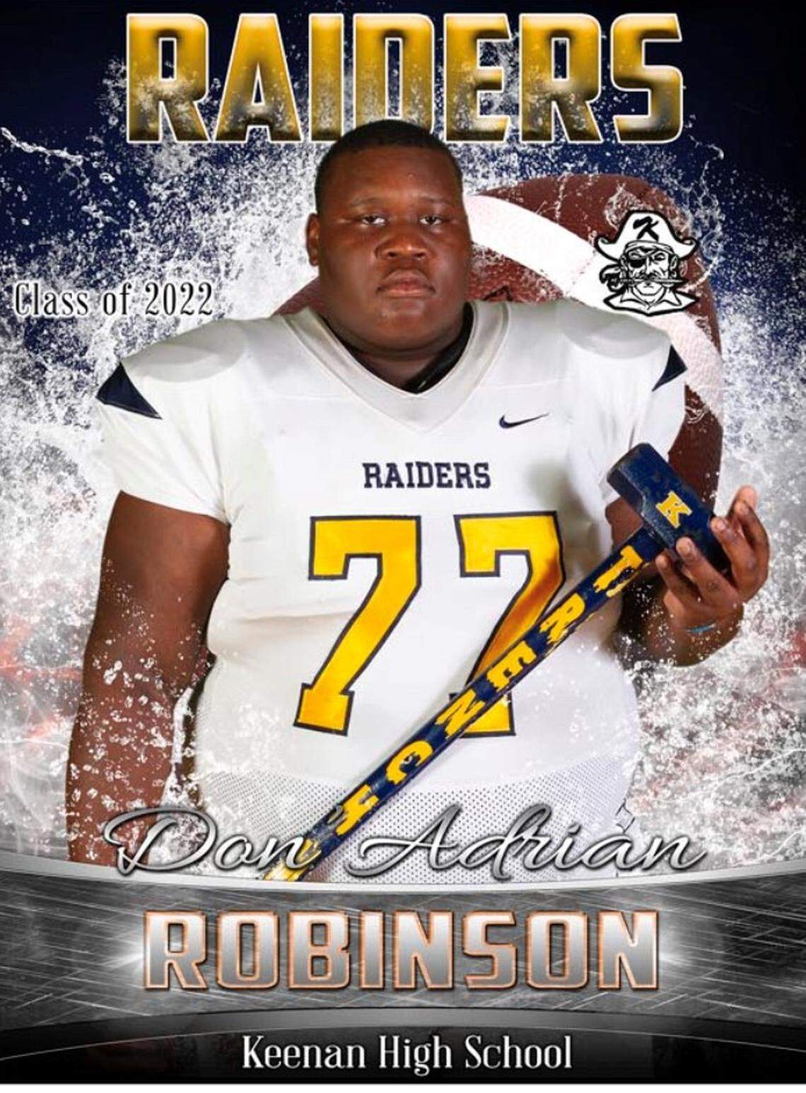 Keenan offensive lineman Donadrian Robinson died on Saturday, Aug. 28, 2021.