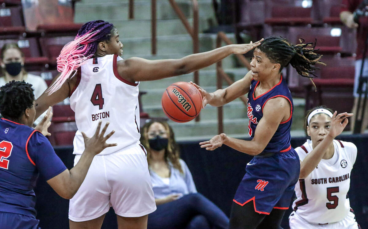 Aliyah Boston and the University of South Carolina Gamecocks play Ole Miss on Thursday at Colonial Life Arena in Columbia.