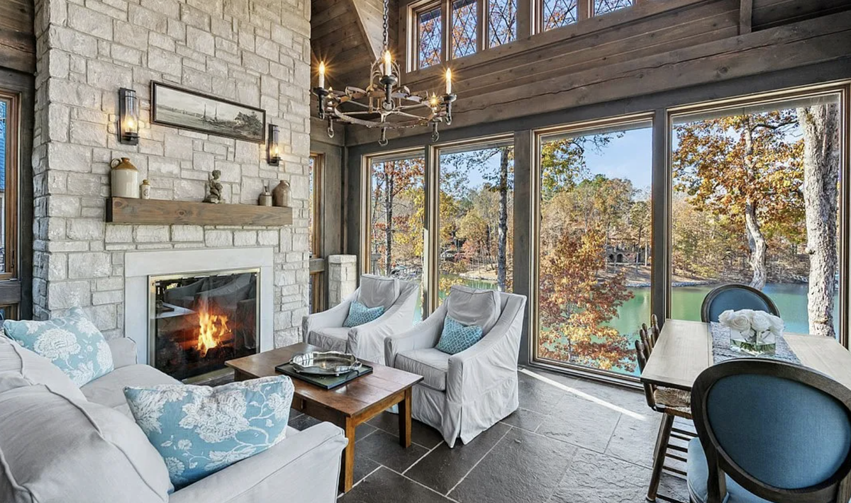 Various rooms in the 9,500-square-foot home have lake views.