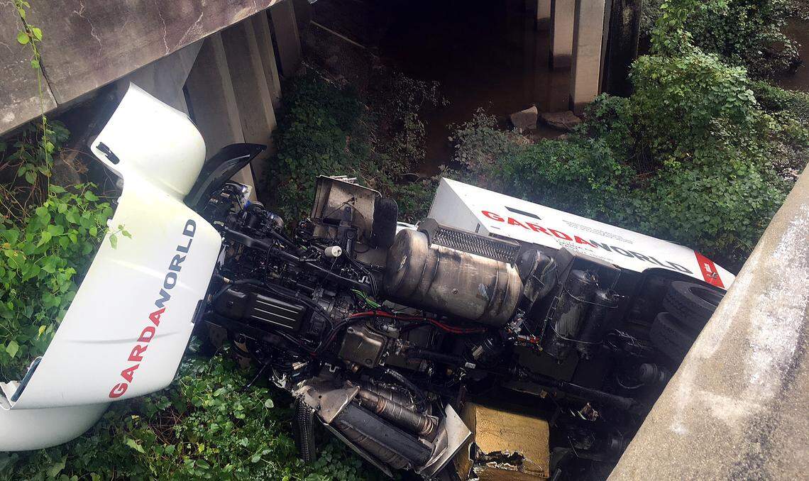 This truck spilled off Interstate 77 on Saturday afternoon.