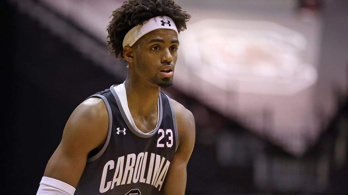 South Carolina’s Cam Scott during a summer men’s basketball practice on Tuesday, July 30, 2024 inside Carolina Coliseum.
