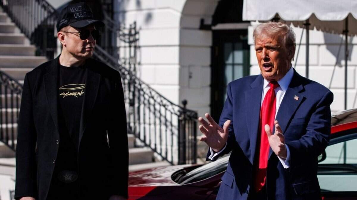 U.S. President Donald Trump spoke on March 11 in front of a Tesla Model S with CEO and senior adviser Elon Musk at the White House in Washington.