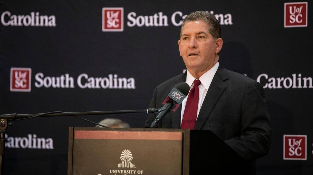 Ray Tanner speaks during a press conference held announcing Dawn Staley’s 7-year, $22.4 million contract to continue coaching the women’s basketball team on Friday, October 15, 2021.