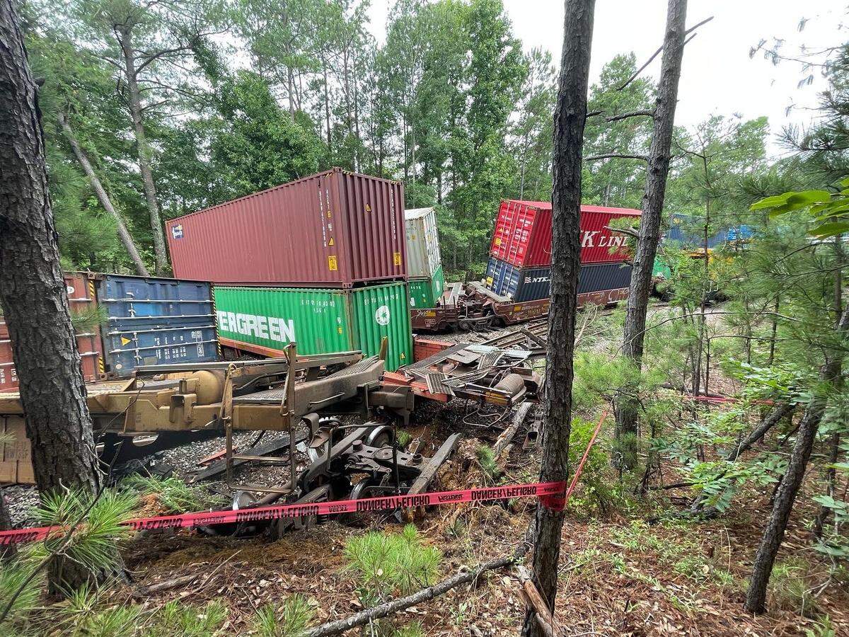 Images from the scene of a train derailment in Columbia.