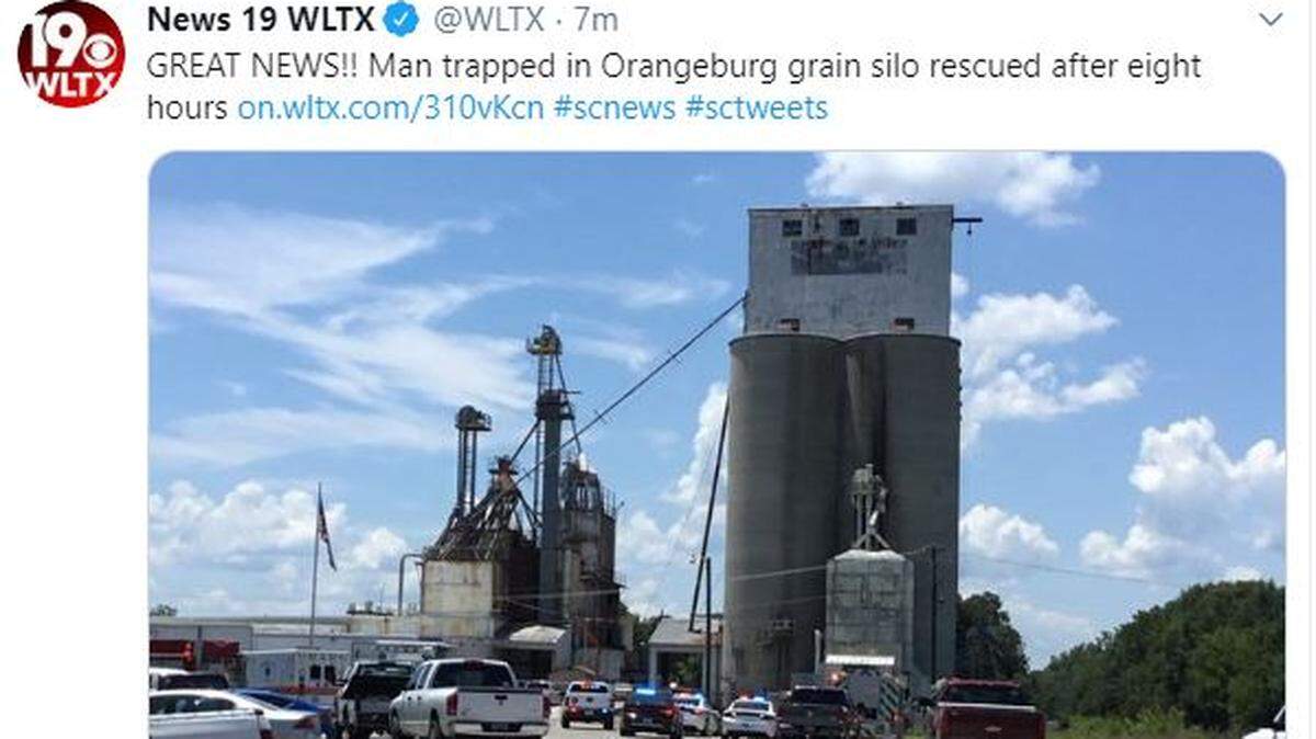 A man was rescued after being trapped inside of a silo on an South Carolina farm for hours.