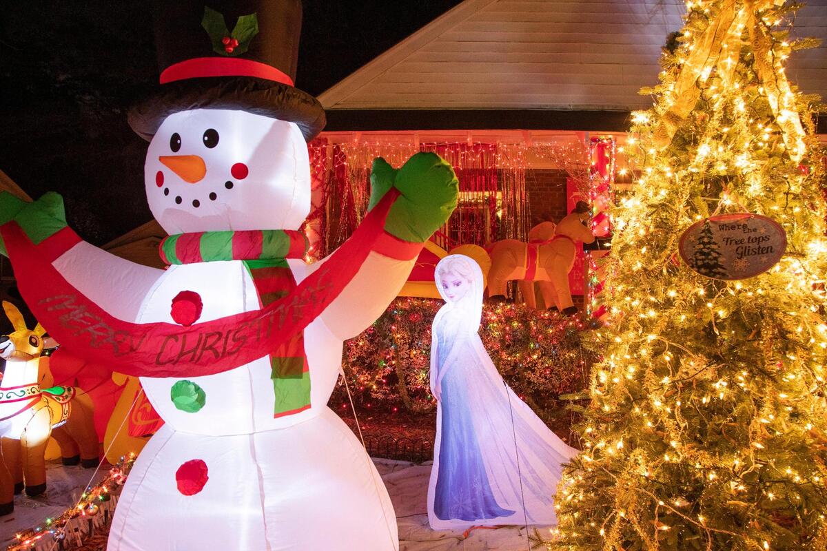 A light display featuring characters from popular Christmas movies on Blossom Street in Columbia, South Carolina on Wednesday, December 23, 2020.