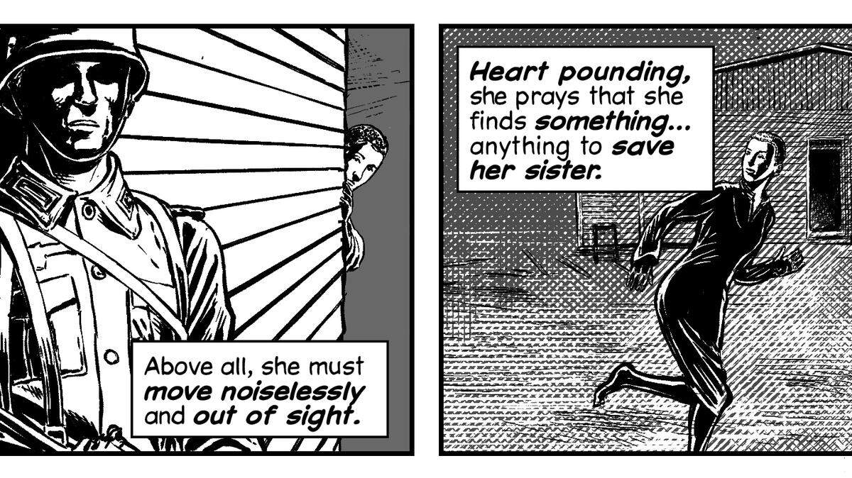 From the graphic novel, “We Survived The Holocaust: The Bluma & Felix Goldberg Story” by Frank W. Baker, illustrations by Tim Ogline